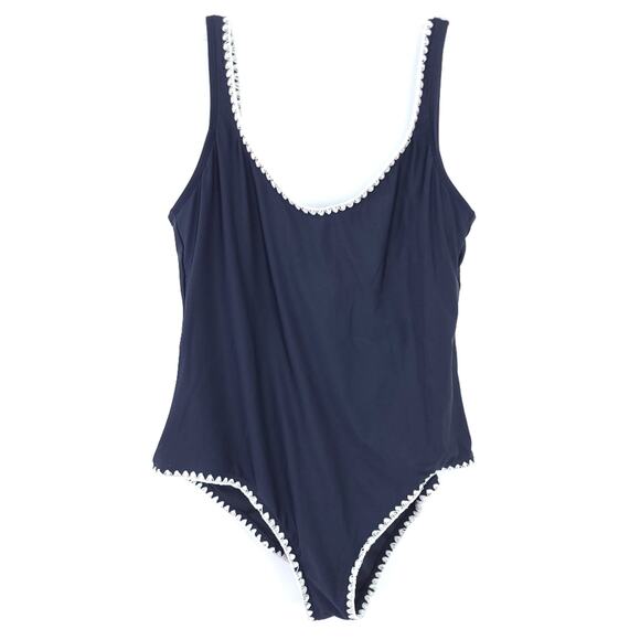 Mossimo One Piece Swimsuit XL Black Cream Piping Scoopneck Back Scoop - Picture 1 of 6